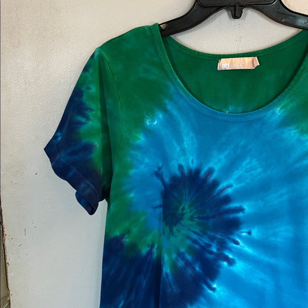 LA CERA Vibrant Tie-Dye tee shirt Dress with pockets medium 👓 - Picture 6 of 10